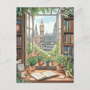  Waterverf Londen Window Scene Briefkaart