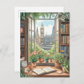  Waterverf Londen Window Scene Briefkaart (Voorkant / Achterkant)