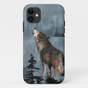 Waterverf Lonely Wolf Howling over het meer Case-Mate iPhone Case