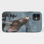 Waterverf Lonely Wolf Howling over het meer Case-Mate iPhone Case (Achterkant (horizontaal))