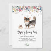 Waterverf Long Hazard Chihuahua Birthday Party Kaart (Voorkant)