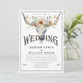 Waterverf Longhorn schedel bruiloft Kaart (Staand voorkant)