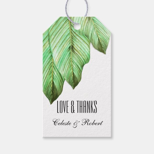 Waterverf loof tropisch cadeaulabel (Voorkant)