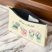 Waterverf Look Roze en Groene Zomer Teenslippers Etui