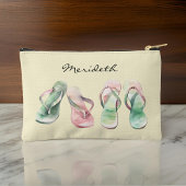 Waterverf Look Roze en Groene Zomer Teenslippers Etui