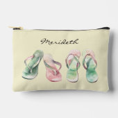 Waterverf Look Roze en Groene Zomer Teenslippers Etui (Voorkant)