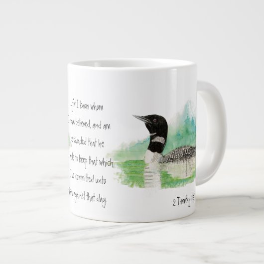 Waterverf Loon 2 Timotheüs 1:12 Schriftgedeelte Ch Grote Koffiekop (Voorkant rechts)