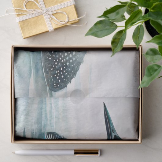 Waterverf Loon aan het meer Tissuepapier (Geschenk)