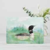 Waterverf Loon Bird Jubileum Party nodigt uit Kaart (Staand voorkant)