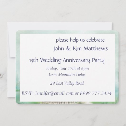 Waterverf Loon Bird Jubileum Party nodigt uit Kaart (Achterkant)