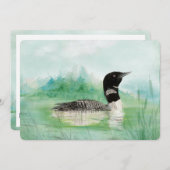 Waterverf Loon Bird Verjaardagsfeest Uitnodigen Kaart (Voorkant / Achterkant)