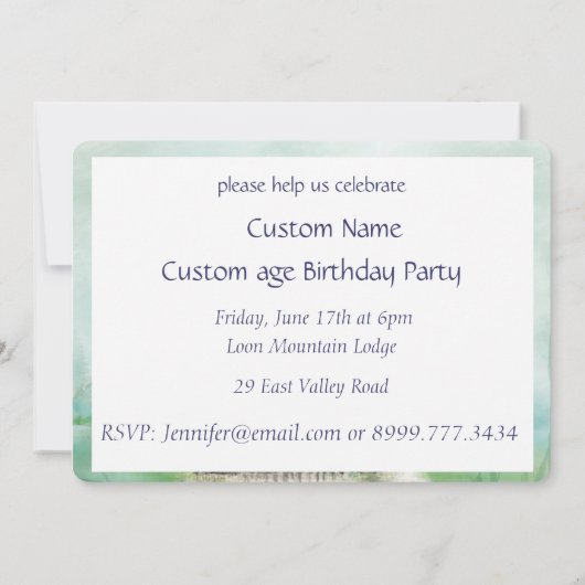 Waterverf Loon Bird Verjaardagsfeest Uitnodigen Kaart (Achterkant)