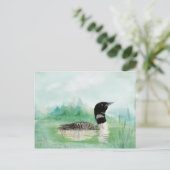 Waterverf Loon Wilderness Lake Bird Natuur Art Briefkaart (Staand voorkant)