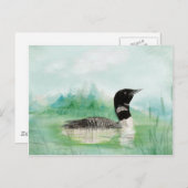 Waterverf Loon Wilderness Lake Bird Natuur Art Briefkaart (Voorkant / Achterkant)