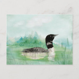 Waterverf Loon Wilderness Lake Bird Natuur Art Briefkaart