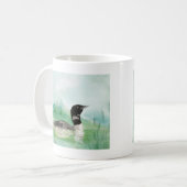 Waterverf Loon Wilderness Lake Bird Natuur Art Koffiemok (Voorkant links)