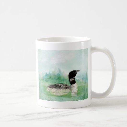 Waterverf Loon Wilderness Lake Bird Natuur Art Koffiemok (Rechts)