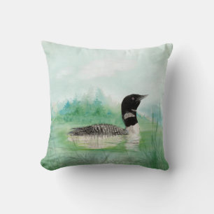 Waterverf Loon Wilderness Lake Bird Natuur Art Kussen