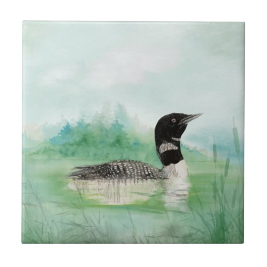 Waterverf Loon Wildlife Natuur Bird art Tegeltje (Voorkant)