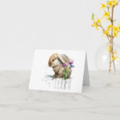 Waterverf Lop Konijnenkonijn met Bloemen BLANK Kaart (Gele Bloem)