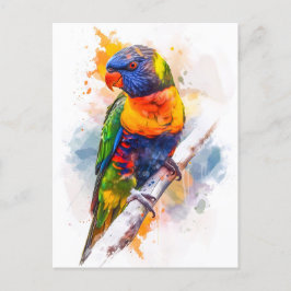 Waterverf lori met blauw gezicht briefkaart