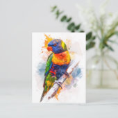Waterverf lori met blauw gezicht briefkaart (Staand voorkant)