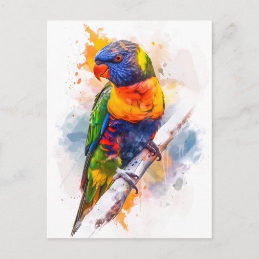 Waterverf lori met blauw gezicht briefkaart (Voorkant)