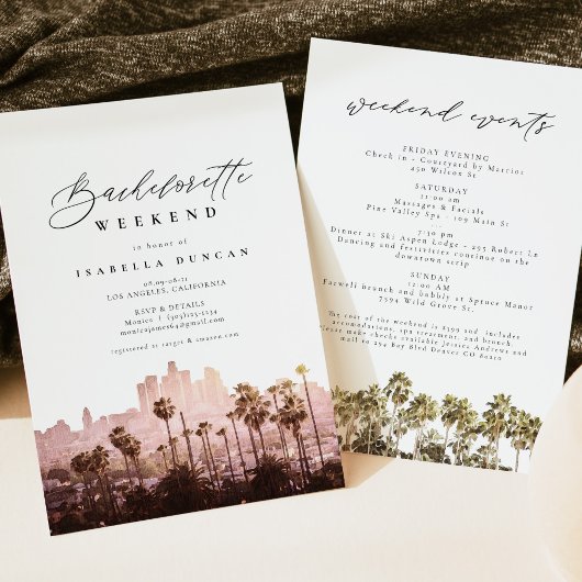 Waterverf Los Angeles California Skyline Palm Kaart