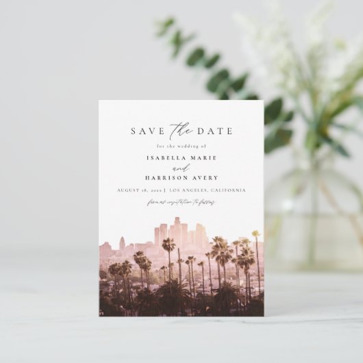 Waterverf Los Angeles Californië Bewaar de datum Briefkaart (Staand voorkant)