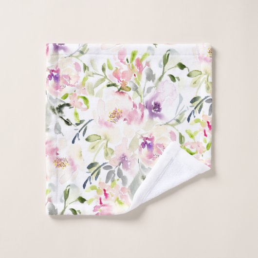 Waterverf losse expressieve lentesflorale bad handdoek (Wasdoekje)