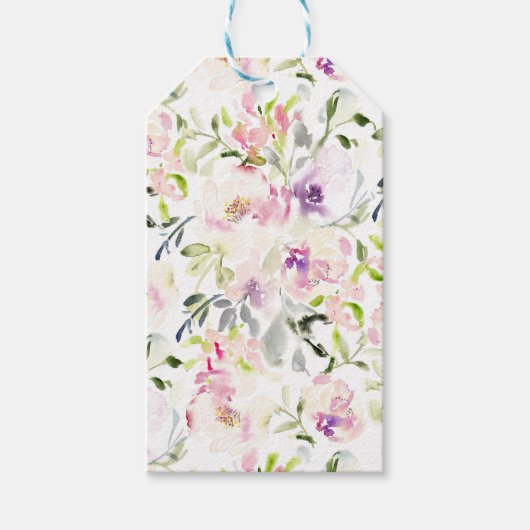 Waterverf losse expressieve lentesflorale cadeaulabel (Voorkant)