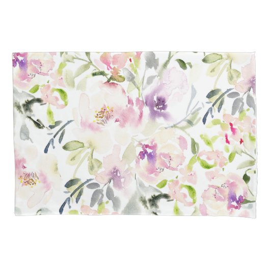 Waterverf losse expressieve lentesflorale kussensloop (Voorkant)