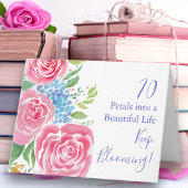 Waterverf Losse Rozen & Hydrangea 70e Verjaardag Kaart