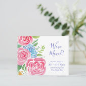 Waterverf Losse Rozen & Hydrangea Verhuisadres Aankondigingskaart (Staand voorkant)