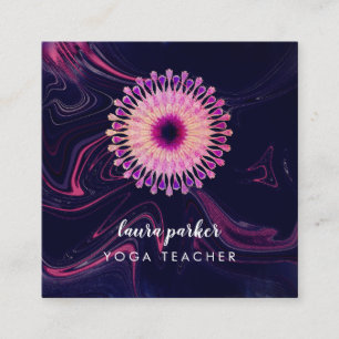 Waterverf Lotus Bloem Mandala Meditatie Yoga Vierkante Visitekaartje