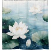 Waterverf Lotus Blossom Dreamscape Japanse stijl Douchegordijn (Voorkant)