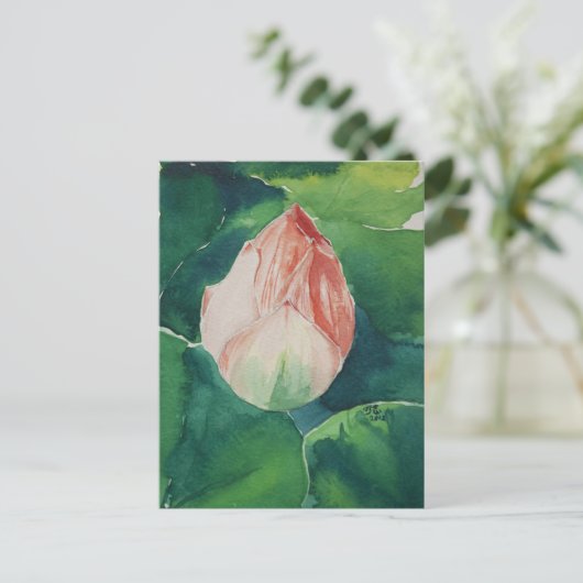 Waterverf Lotus Briefkaart (Staand voorkant)