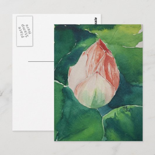 Waterverf Lotus Briefkaart (Voorkant / Achterkant)