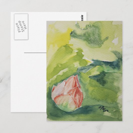 Waterverf Lotus Briefkaart (Voorkant / Achterkant)