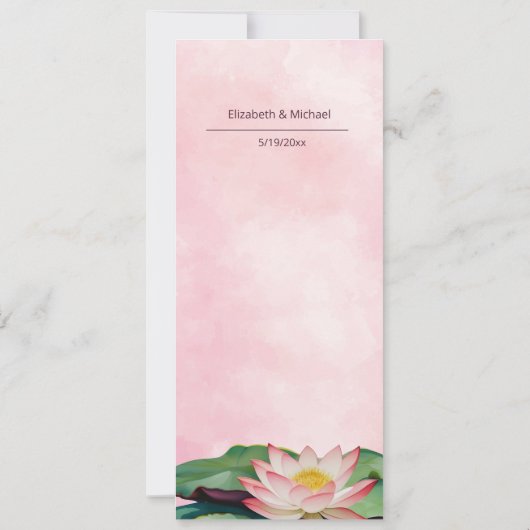 Waterverf Lotus Bruiloft Menu Kaart (Achterkant)