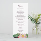 Waterverf Lotus Bruiloft Menu Kaart (Staand voorkant)