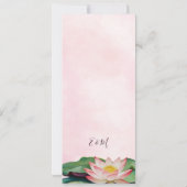 Waterverf Lotus Chinees Bruiloft Menu Kaart (Achterkant)