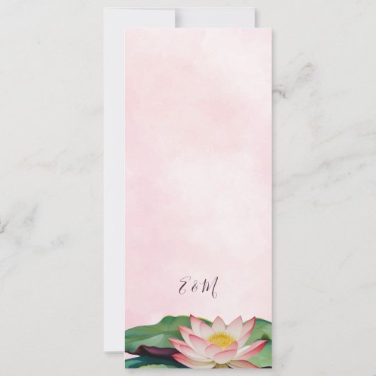 Waterverf Lotus Chinees Bruiloft Menu Kaart (Achterkant)