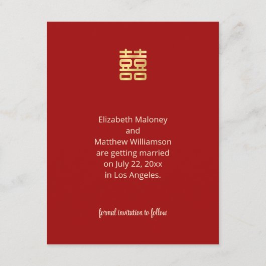 Waterverf Lotus Chinees Huwelijk Sla de datum op Informatiekaartje (Achterkant)