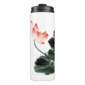Waterverf Lotus Floral Chinoiserie Freehand Art Thermosbeker (Voorkant)