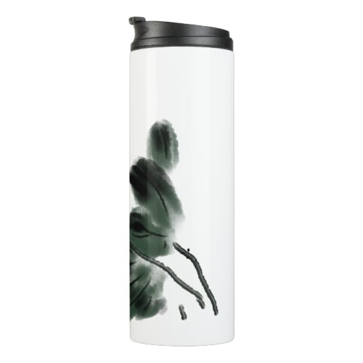 Waterverf Lotus Floral Chinoiserie Freehand Art Thermosbeker (Geroteerd rechts)