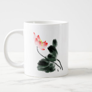 Waterverf Lotus Floral Chinoiserie Ink Wash Art Grote Koffiekop