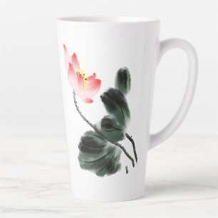 Waterverf Lotus Floral Chinoiserie Ink Wash Art Latte Mok