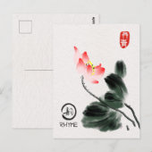 Waterverf Lotus Floral Freehand-tekening Briefkaart (Voorkant / Achterkant)