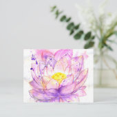 Waterverf Lotus Flower 4 Briefkaart (Staand voorkant)